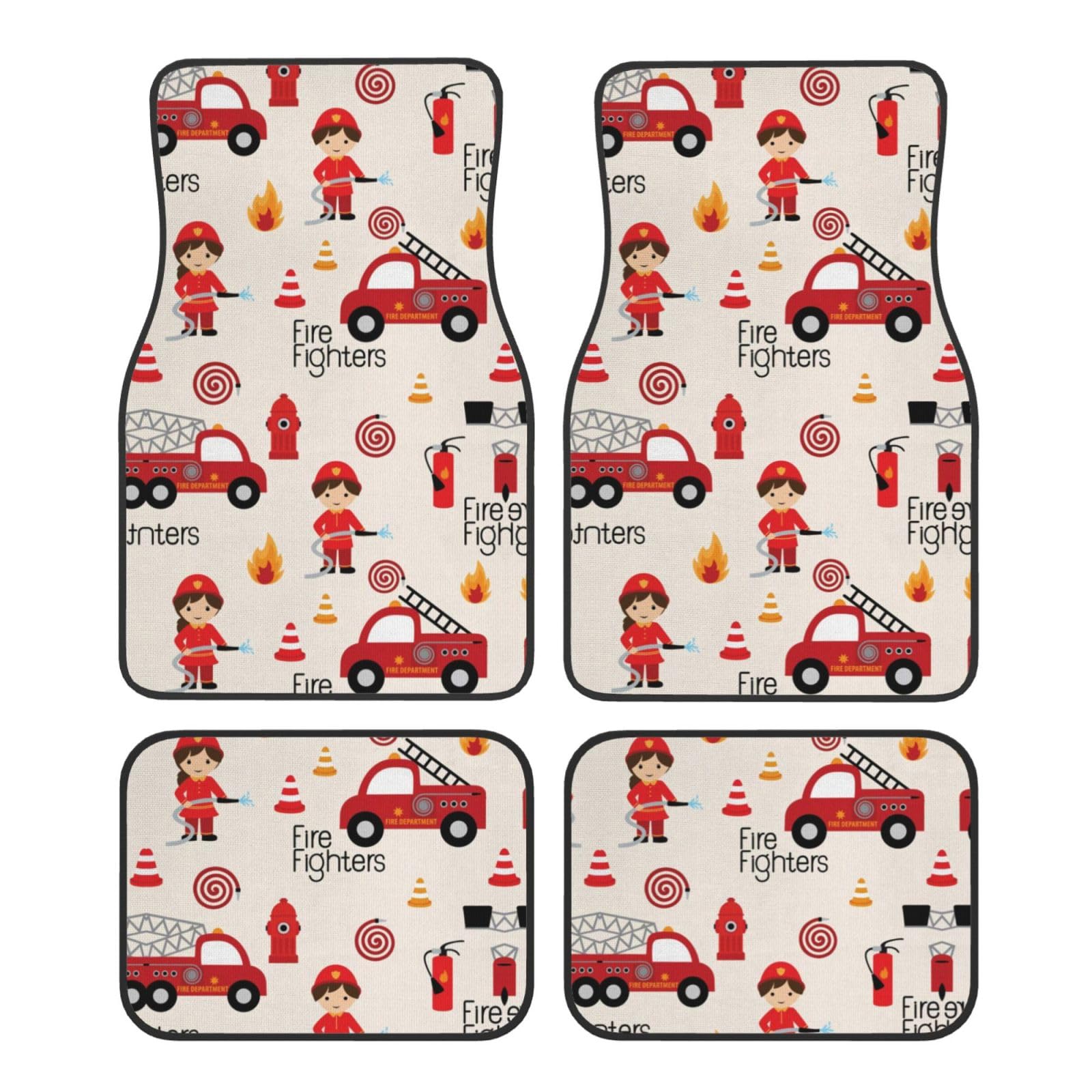 Little Boys And Girls In Firefighters Print Car Foot Mat Universal Non-Slip Jet Washable Car Mat von Zhengjia