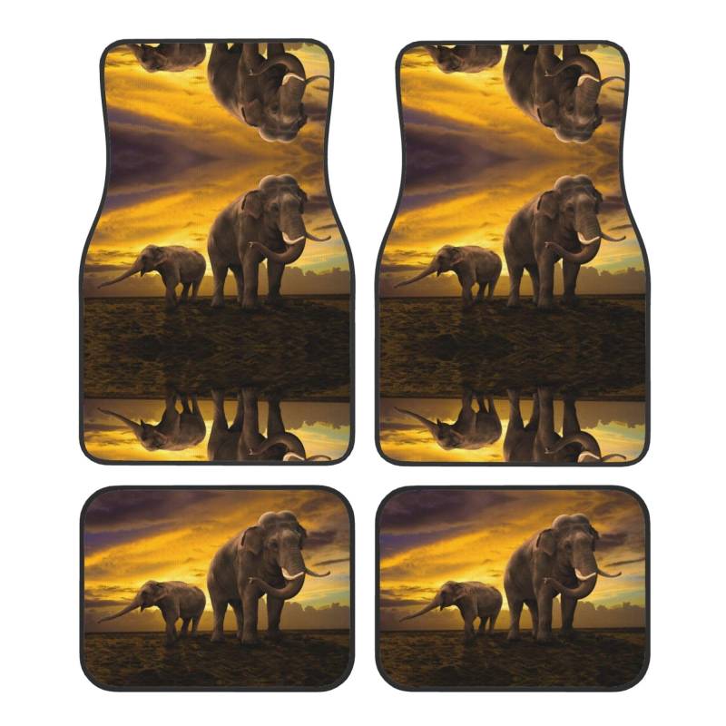 Sunset Elefant Print Auto Fußmatte Universal rutschfest Jet Waschbar Automatte von Zhengjia