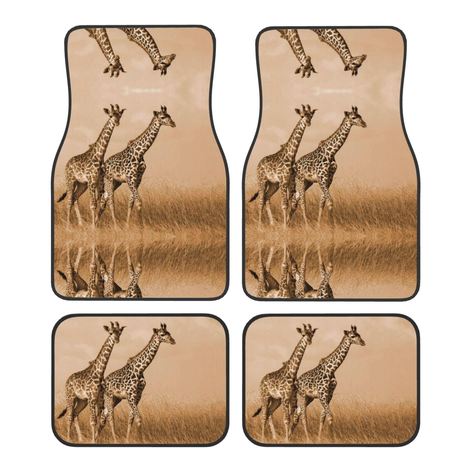 Two Giraffe Running On The Barren Print Auto Fußmatte Universal Rutschfest Jet-Washable Car Mat von Zhengjia