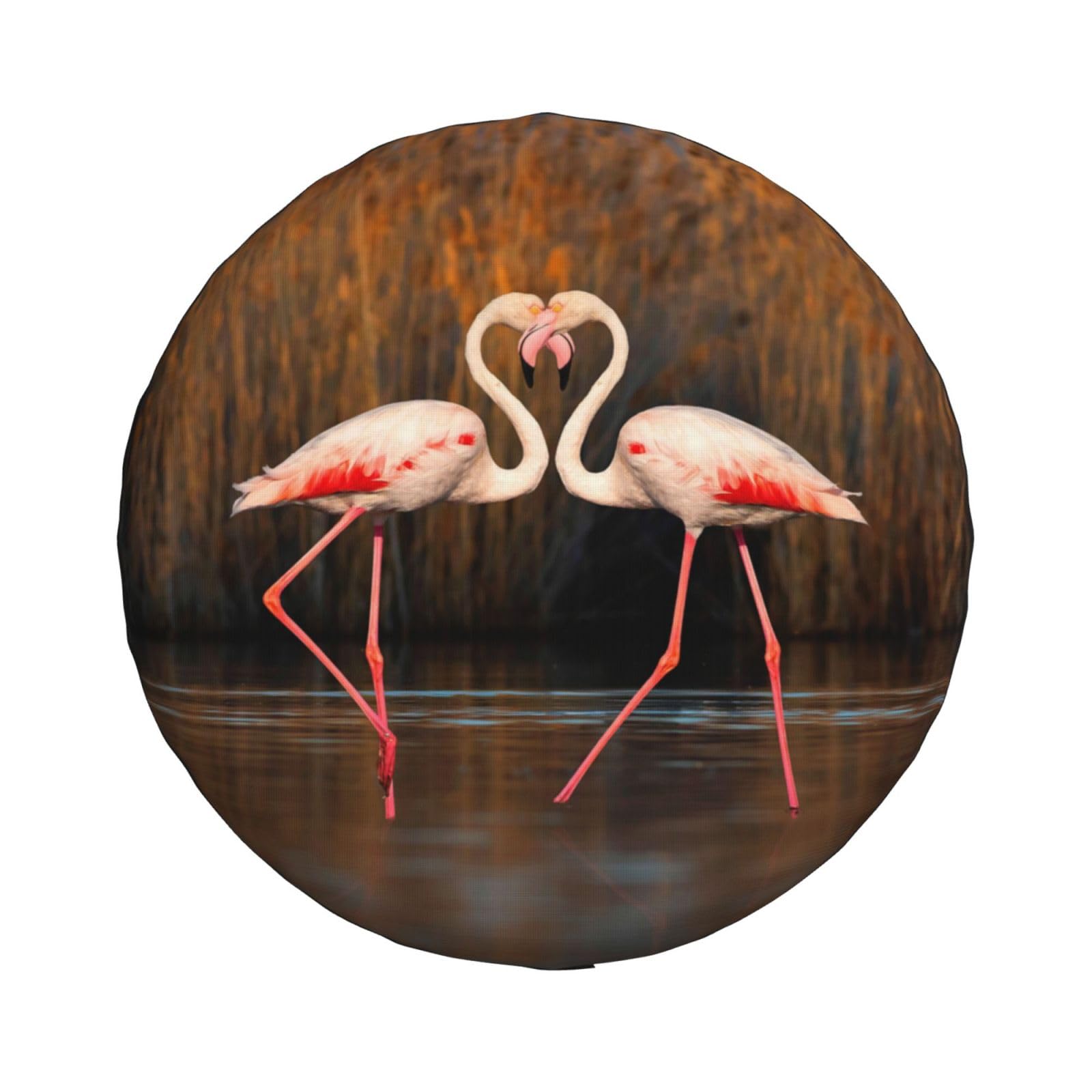 Universal-Ersatzradabdeckung, Flamingos tanzen zusammen, um ein Herzzeichen zu bilden, wasserdichte Ersatzreifenabdeckung, staubdichte Reifen für Anhänger, Wohnmobil, SUV, Geländewagen, 35,6 cm (14 von Zhimahou