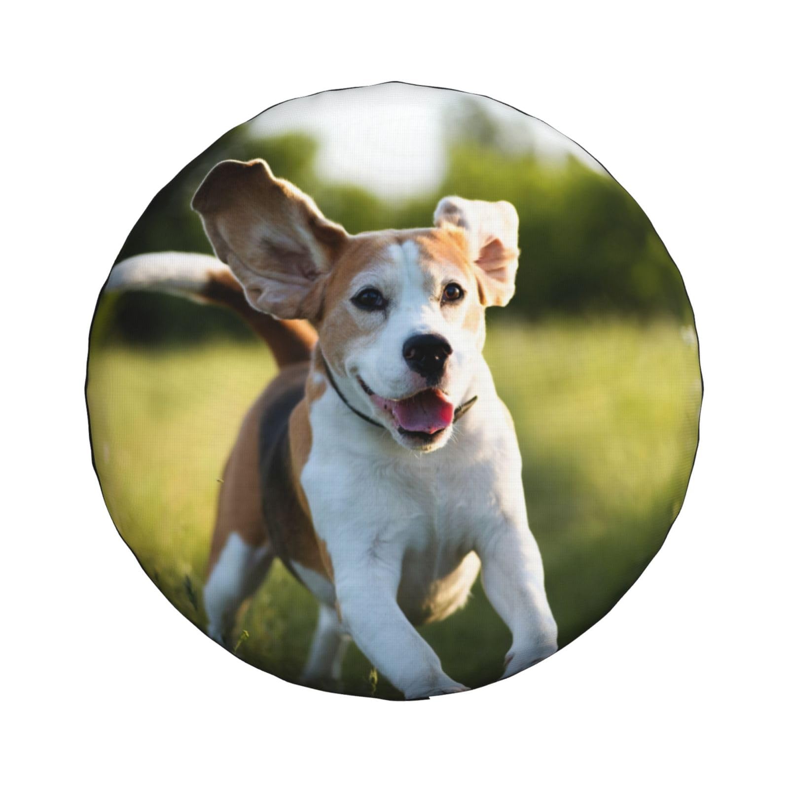 Universal-Ersatzradabdeckung, glücklicher verspielter Beagle-Hund, läuft mit fliegenden Ohren, wasserdicht, Ersatzreifenabdeckung, staubdicht, für Anhänger, Wohnmobil, SUV, Geländewagen, 38,1 cm (15 von Zhimahou