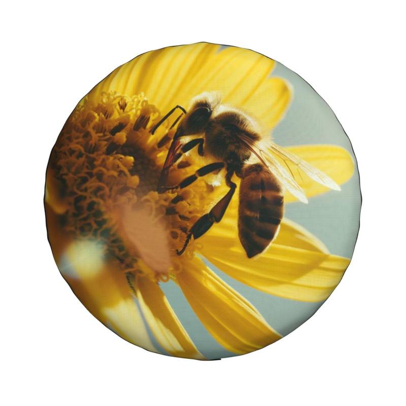 Universal-Ersatzradabdeckung, niedliche Wildbiene auf einer Sonnenblume, wasserdicht, staubdicht, für Anhänger, Wohnmobil, SUV, Geländewagen, 40,6 cm (16 Zoll) von Zhimahou