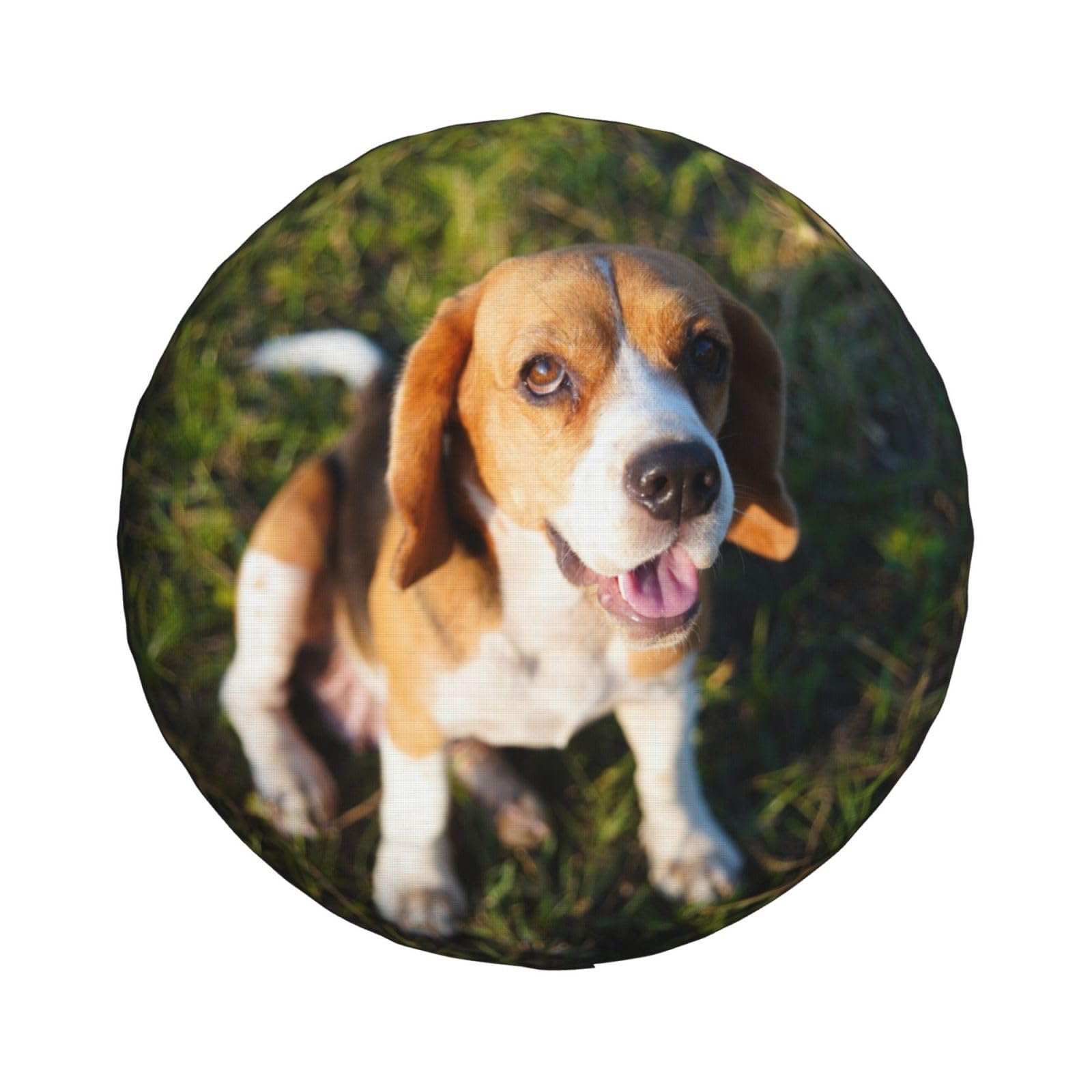 Universal-Ersatzradabdeckung, niedlicher dreifarbiger Beagle-Hund, der auf Gras sitzt, wasserdicht, staubdicht, für Anhänger, Wohnmobil, SUV, Geländewagen, 38,1 cm (15 Zoll) von Zhimahou