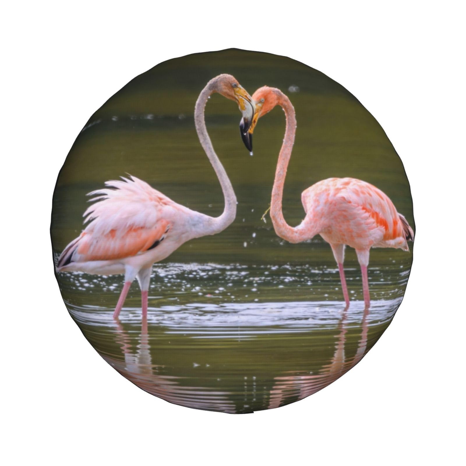 Universal-Ersatzradabdeckung, niedliches Flamingo-Paar, küsst sich gegenseitig, wasserdicht, staubdicht, für Anhänger, Wohnmobil, SUV, Geländewagen, 43,2 cm (17 Zoll) von Zhimahou