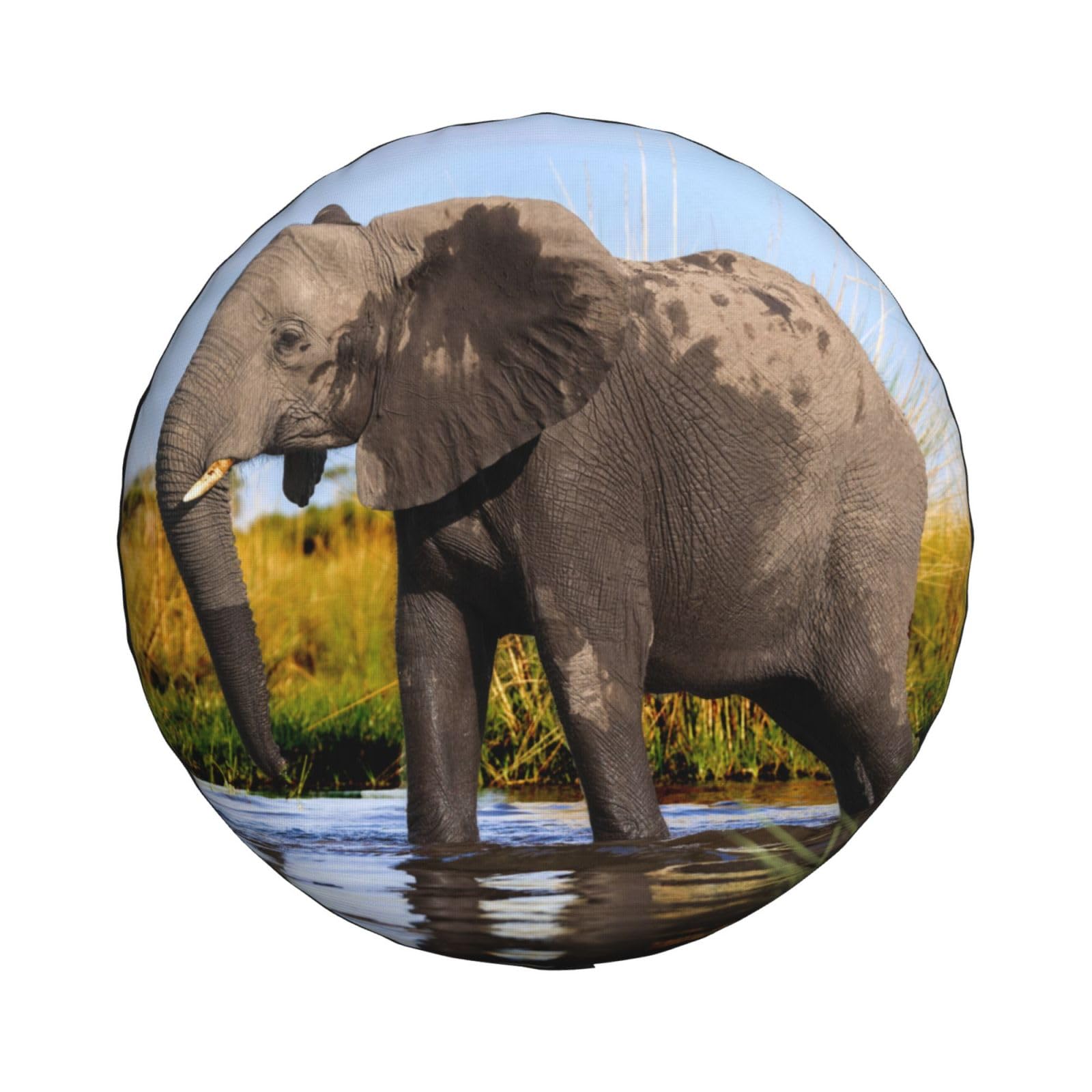 Universal-Ersatzradabdeckung, weiblicher afrikanischer Elefant, der am Fluss vorbeigeht, wasserdicht, staubdicht, für Anhänger, Wohnmobil, SUV, Geländewagen, 40,6 cm (16 Zoll) von Zhimahou