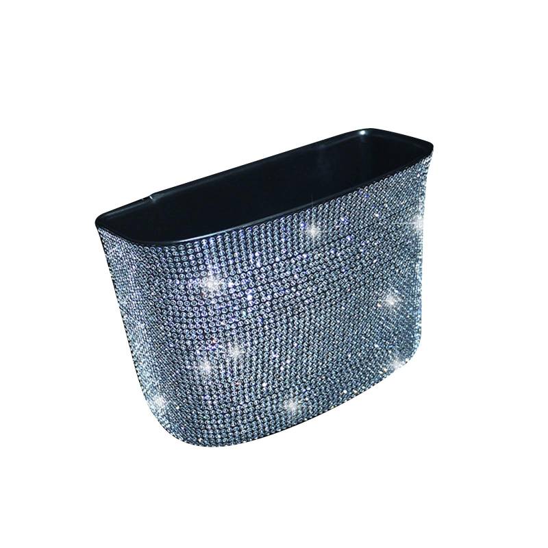 Bling Auto Mülleimer rücksitz Abfalleimer hängend Wasserdicht Abfalleimer mit Glitzer Strass für Frauen Mädchen Universal Auto Strass Bling Dekoration WeißEr Diamant von Zhuodingsen