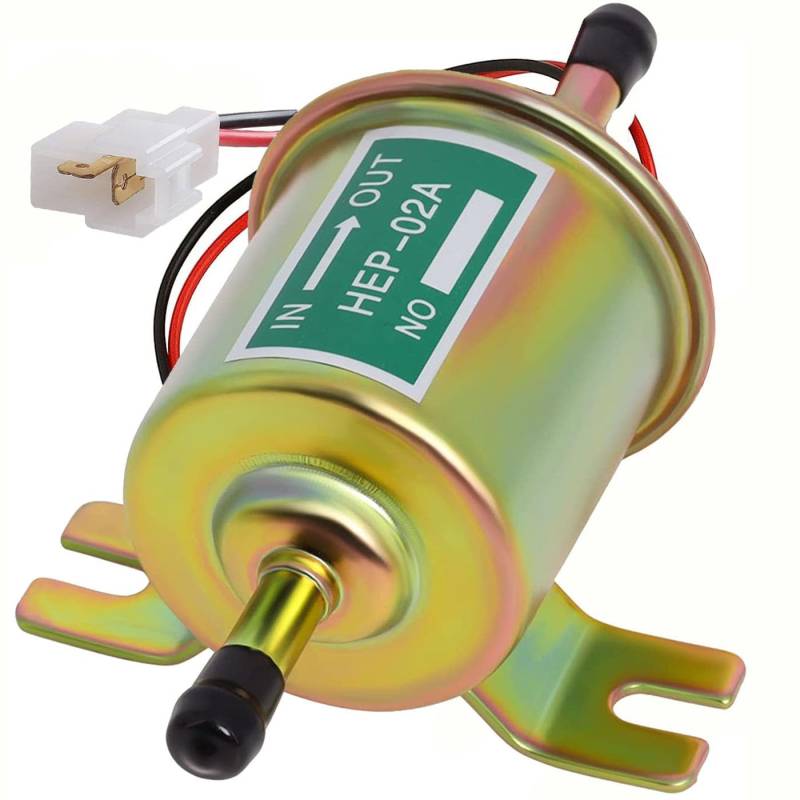 ZiYuya Universelle Elektrische Kraftstoffpumpe 12V, Hochleistungsdruck Gas Diesel Inline Niederdruck Metallpumpe Modul Schraube Befestigungsdraht Inline für Benzin und Diesel HEP-02A, Gold von ZiYuya