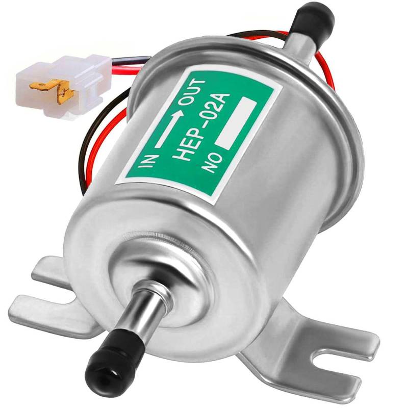 ZiYuya Universal Electric Fuel Pump 12 V, High Performance Pressure Gas Diesel Inline Low Pressure Metal Pump Module Screw Mounting Wire Inline for Petrol and Diesel HEP-02A (Silver) von ZiYuya