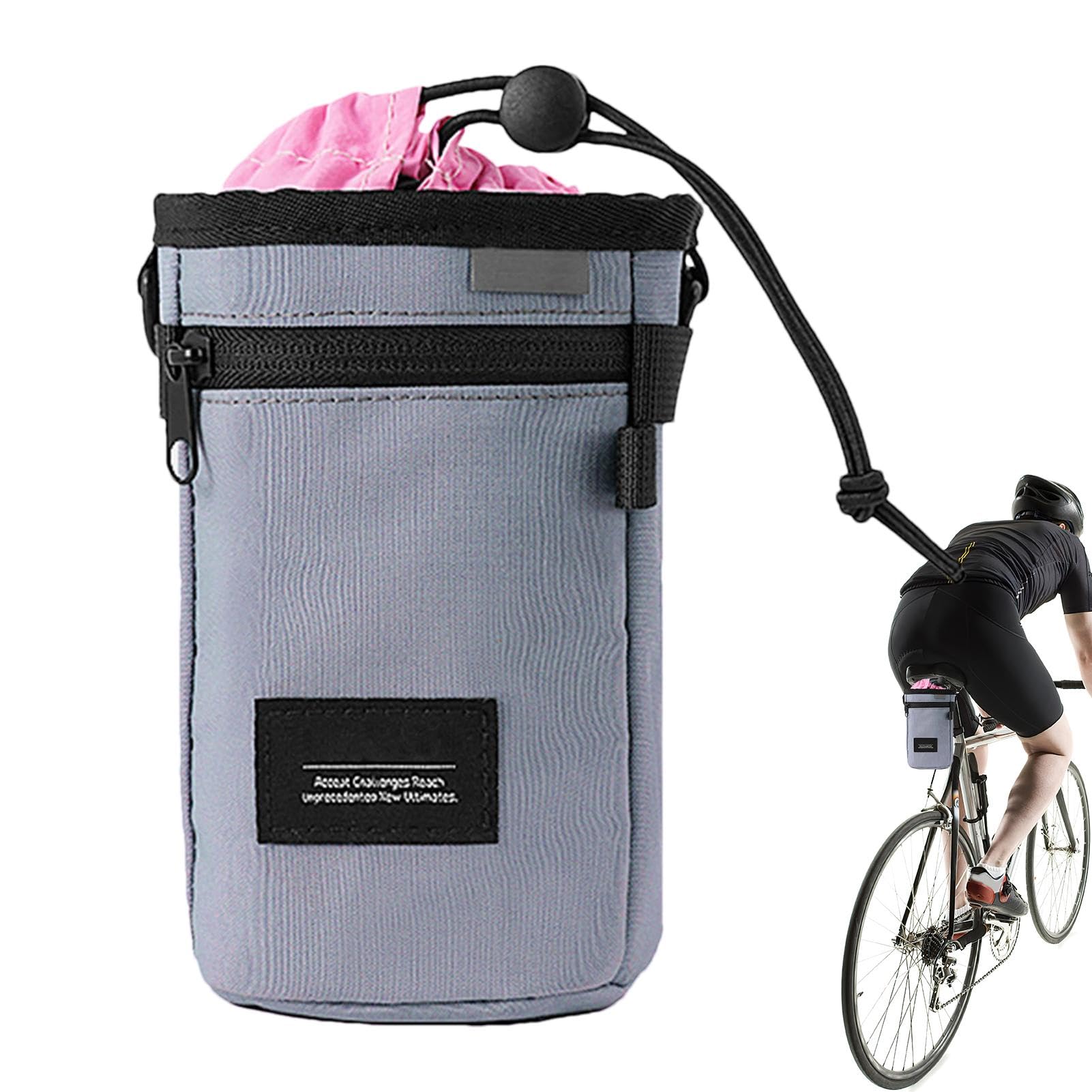 Ziabxhn Fahrrad-Getränkehalter-Tasche, wasserdichte Lenker-Wasserflaschentasche, tragbarer Getränkebehälter, ergonomische Becheraufbewahrungstasche für Camping, Reisen von Ziabxhn