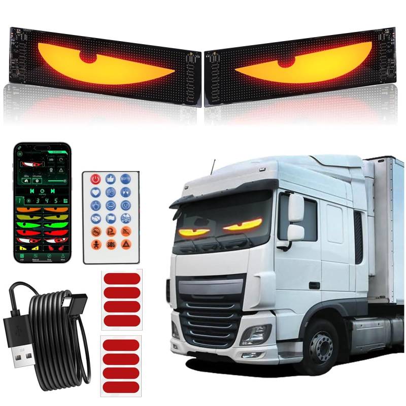 2er Devil Eyes Light for Cars, LED Teufelaugen Licht für Autoscheiben, Dynamische Programmierbarer Personalisiert Augen Lichtschilder, mit APP-Steuerung und Fernbedienung, für Auto LKW (10 * 50cm) von Zilchx