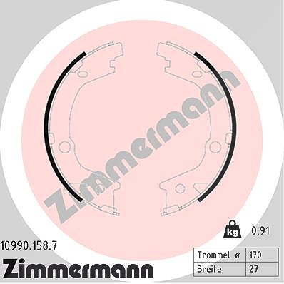 Zimmermann Bremsbackensatz, Feststellbremse [Hersteller-Nr. 10990.158.7] für Hyundai, Kia von Zimmermann