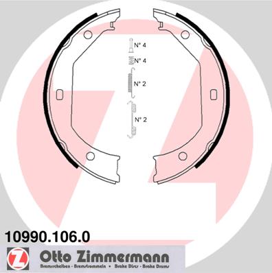 Bremsbackensatz, Feststellbremse Hinterachse beidseitig Zimmermann 10990.106.0 von Zimmermann