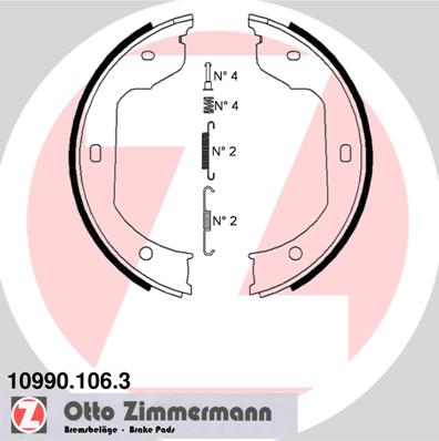 Bremsbackensatz, Feststellbremse Hinterachse beidseitig Zimmermann 10990.106.3 von Zimmermann