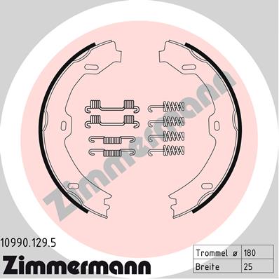 Bremsbackensatz, Feststellbremse Hinterachse beidseitig Zimmermann 10990.129.5 von Zimmermann