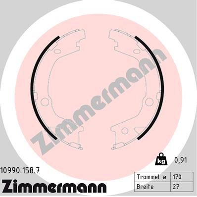 Bremsbackensatz, Feststellbremse Hinterachse beidseitig Zimmermann 10990.158.7 von Zimmermann