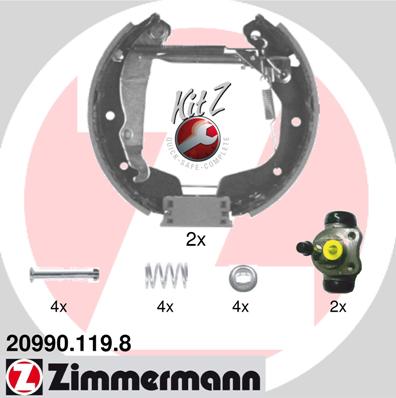 Bremsbackensatz Hinterachse Zimmermann 20990.119.8 von Zimmermann