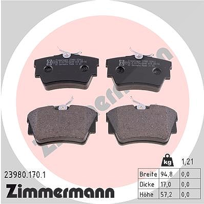 Zimmermann Bremsbeläge hinten (Satz) [Hersteller-Nr. 23980.170.1] für Fiat, Nissan, Opel, Renault, Vauxhall von Zimmermann