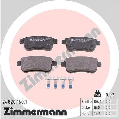 Zimmermann Bremsbeläge hinten (Satz) [Hersteller-Nr. 24820.160.1] für Renault von Zimmermann