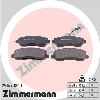 Zimmermann Bremsbeläge inkl. VWK Vorne (Satz) [Hersteller-Nr. 25147.180.1] für Nissan, Renault, Opel von Zimmermann