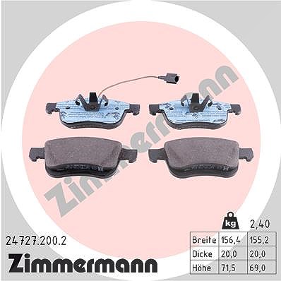 Zimmermann Bremsbeläge mit VWK vorne (Satz) [Hersteller-Nr. 24727.200.2] für Fiat, Opel von Zimmermann