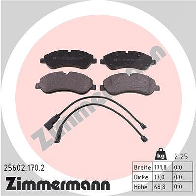 Zimmermann Bremsbelagsatz mit Warnkontakt vorne [Hersteller-Nr. 25602.170.2] für Ford von Zimmermann