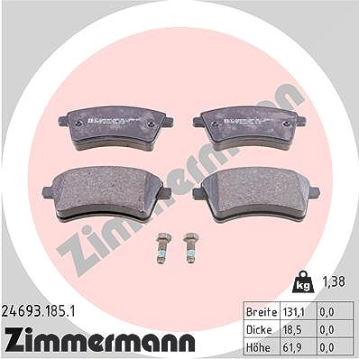 Zimmermann Bremsbeläge vorne (Satz) [Hersteller-Nr. 24693.185.1] für Mercedes-Benz, Renault von Zimmermann