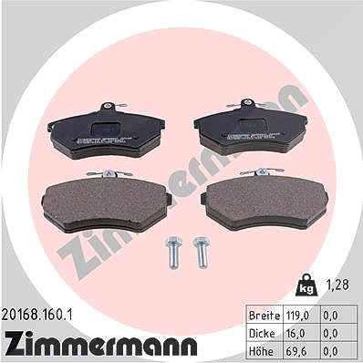 Zimmermann Bremsbelagsatz, Scheibenbremse [Hersteller-Nr. 20168.160.1] für Seat, VW von Zimmermann