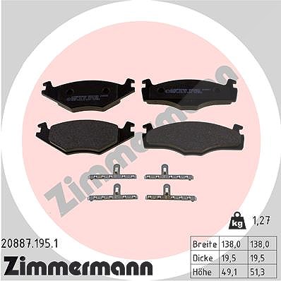 Zimmermann Bremsbelagsatz, Scheibenbremse [Hersteller-Nr. 20887.195.1] für Seat, VW von Zimmermann