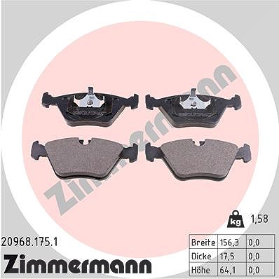 Zimmermann Bremsbelagsatz, Scheibenbremse [Hersteller-Nr. 20968.175.1] für Jaguar, Daimler von Zimmermann
