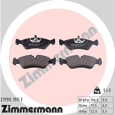 Zimmermann Bremsbelagsatz, Scheibenbremse [Hersteller-Nr. 21190.180.1] für Daewoo, Opel von Zimmermann