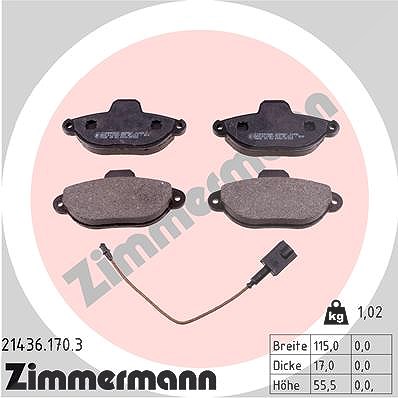 Zimmermann Bremsbelagsatz, Scheibenbremse [Hersteller-Nr. 21436.170.3] für Fiat von Zimmermann