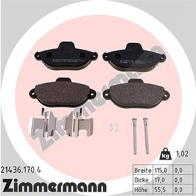 Zimmermann Bremsbelagsatz, Scheibenbremse [Hersteller-Nr. 21436.170.4] für Fiat, Lancia von Zimmermann