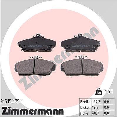 Zimmermann Bremsbelagsatz, Scheibenbremse [Hersteller-Nr. 21515.175.1] für Honda, Mg, Rover von Zimmermann