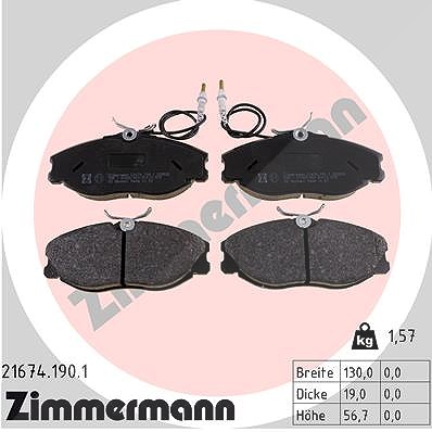 Zimmermann Bremsbelagsatz, Scheibenbremse [Hersteller-Nr. 21674.190.1] für Citroën, Peugeot von Zimmermann