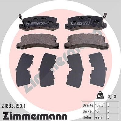 Zimmermann Bremsbelagsatz, Scheibenbremse [Hersteller-Nr. 21833.150.1] für Lexus, Toyota von Zimmermann