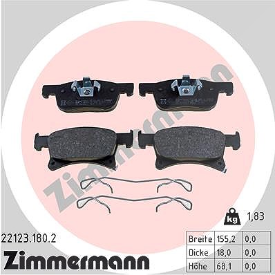 Zimmermann Bremsbelagsatz, Scheibenbremse [Hersteller-Nr. 22123.180.2] für Vauxhall, Opel von Zimmermann