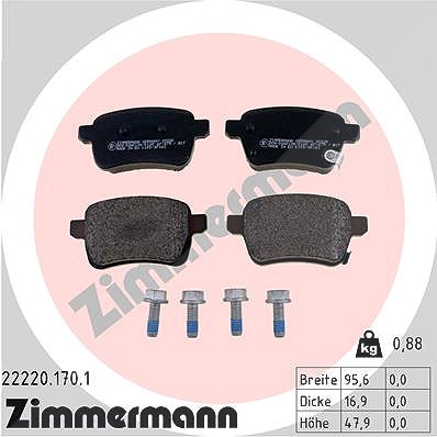 Zimmermann Bremsbelagsatz, Scheibenbremse [Hersteller-Nr. 22220.170.1] für Fiat, Opel von Zimmermann