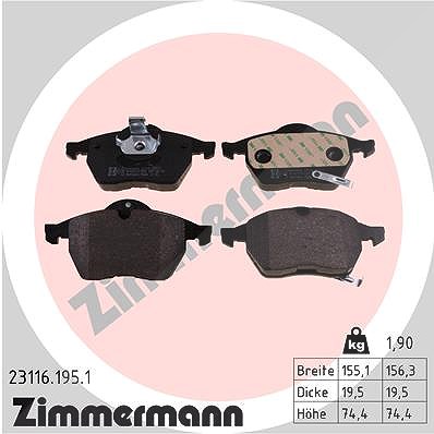 Zimmermann Bremsbelagsatz, Scheibenbremse [Hersteller-Nr. 23116.195.1] für Saab von Zimmermann