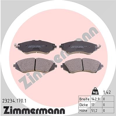 Zimmermann Bremsbelagsatz, Scheibenbremse [Hersteller-Nr. 23234.170.1] für Chevrolet, Gm Korea von Zimmermann