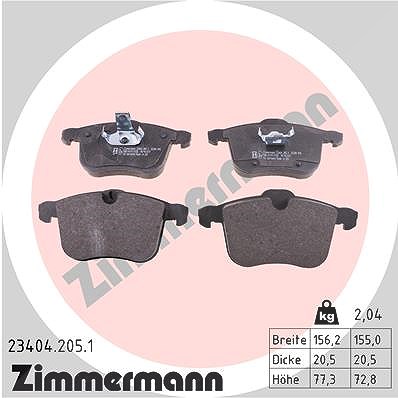 Zimmermann Bremsbelagsatz, Scheibenbremse [Hersteller-Nr. 23404.205.1] für Cadillac, Opel, Saab, Vauxhall von Zimmermann