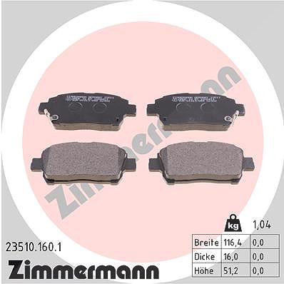 Zimmermann Bremsbelagsatz, Scheibenbremse [Hersteller-Nr. 23510.160.1] für Toyota von Zimmermann