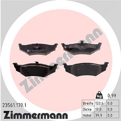 Zimmermann Bremsbelagsatz, Scheibenbremse [Hersteller-Nr. 23561.170.1] für Chrysler, Dodge von Zimmermann