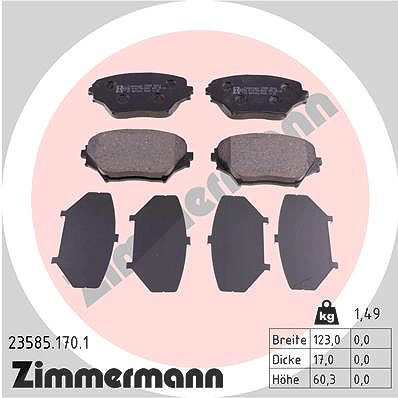 Zimmermann Bremsbelagsatz, Scheibenbremse [Hersteller-Nr. 23585.170.1] für Toyota von Zimmermann