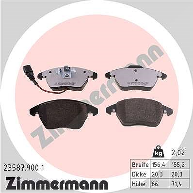 Zimmermann Bremsbelagsatz, Scheibenbremse [Hersteller-Nr. 23587.900.1] für Seat, Skoda, Audi, VW von Zimmermann