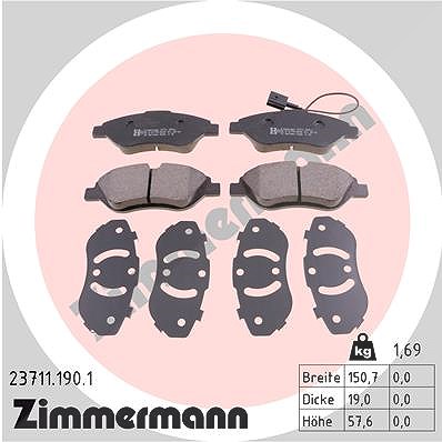 Zimmermann Bremsbelagsatz, Scheibenbremse [Hersteller-Nr. 23711.190.1] für Fiat, Alfa Romeo, Lancia von Zimmermann