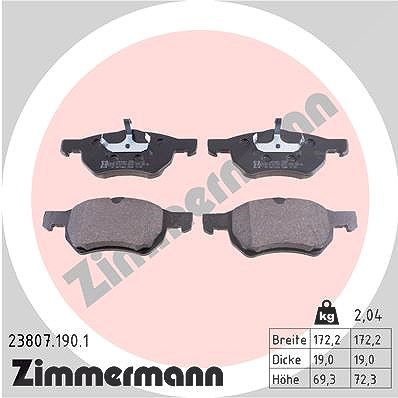 Zimmermann Bremsbelagsatz, Scheibenbremse [Hersteller-Nr. 23807.190.1] für Chrysler von Zimmermann