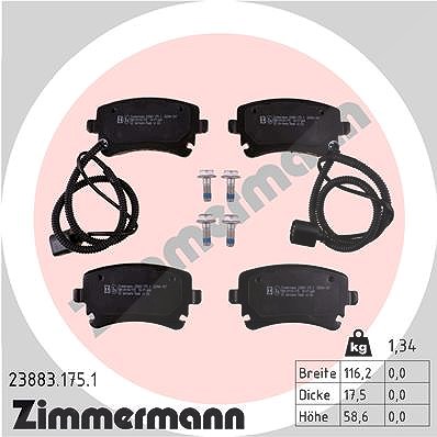 Zimmermann Bremsbelagsatz, Scheibenbremse [Hersteller-Nr. 23883.175.1] für VW von Zimmermann