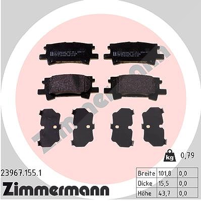 Zimmermann Bremsbelagsatz, Scheibenbremse [Hersteller-Nr. 23967.155.1] für Lexus von Zimmermann