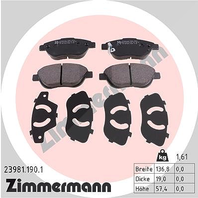 Zimmermann Bremsbelagsatz, Scheibenbremse [Hersteller-Nr. 23981.190.1] für Opel, Vauxhall von Zimmermann