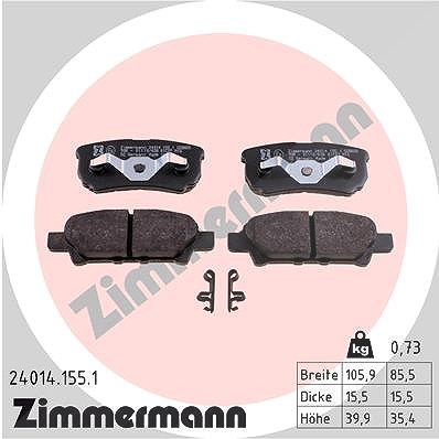 Zimmermann Bremsbelagsatz, Scheibenbremse [Hersteller-Nr. 24014.155.1] für Chrysler, Dodge, Jeep, Mitsubishi von Zimmermann